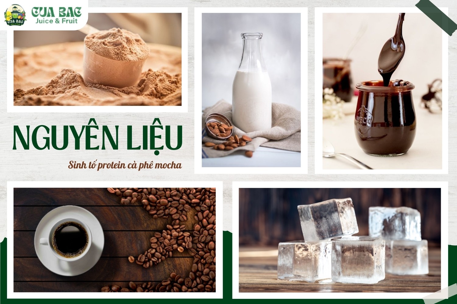 nguyên liệu làm sinh tố protein cà phê mocha