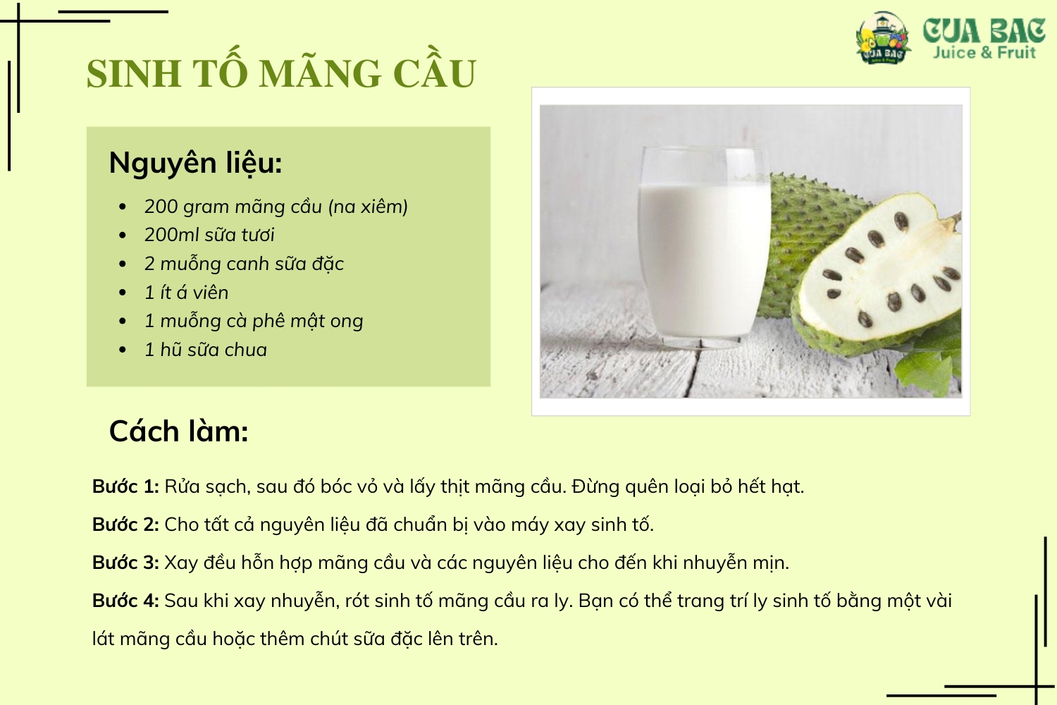 cách làm sinh tố trái cây - sinh tố mãng cầu